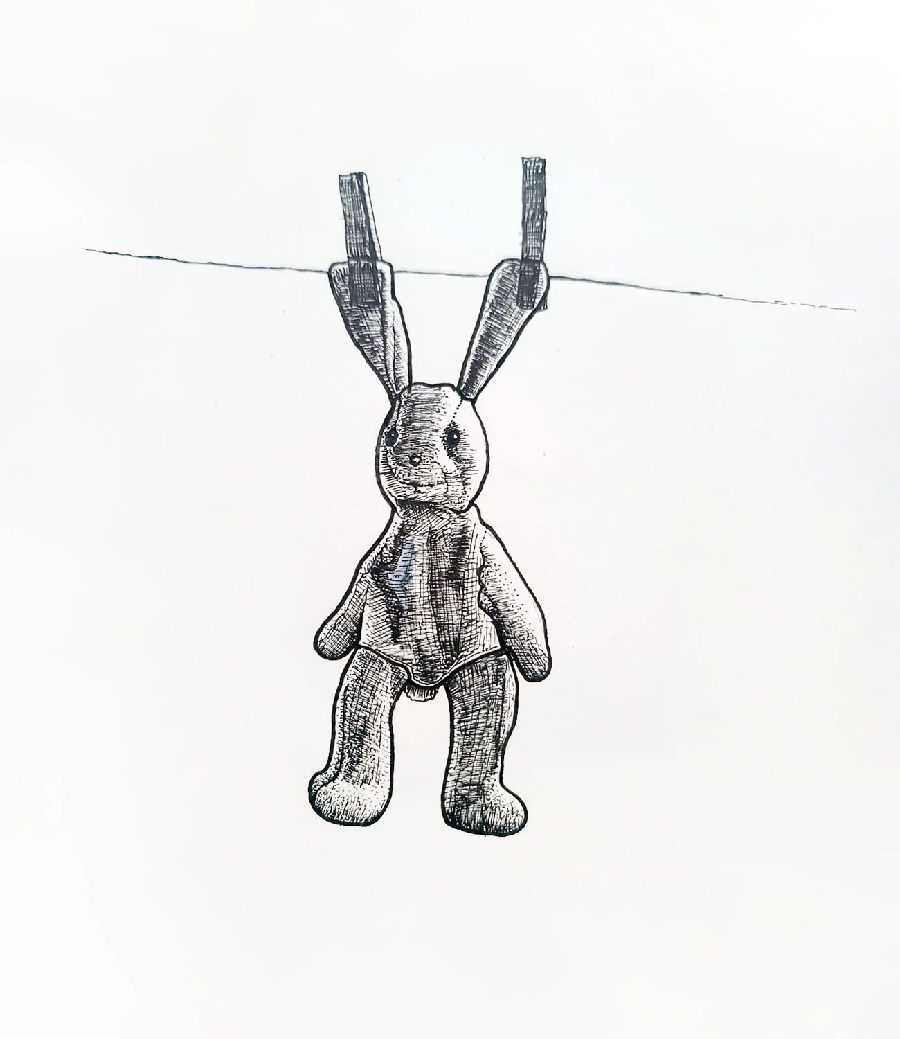 Illustration titled Rosie featuring a plush rabbit toy