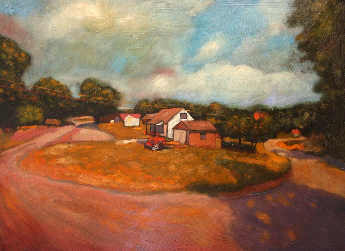 Landscape of shed in Virginia