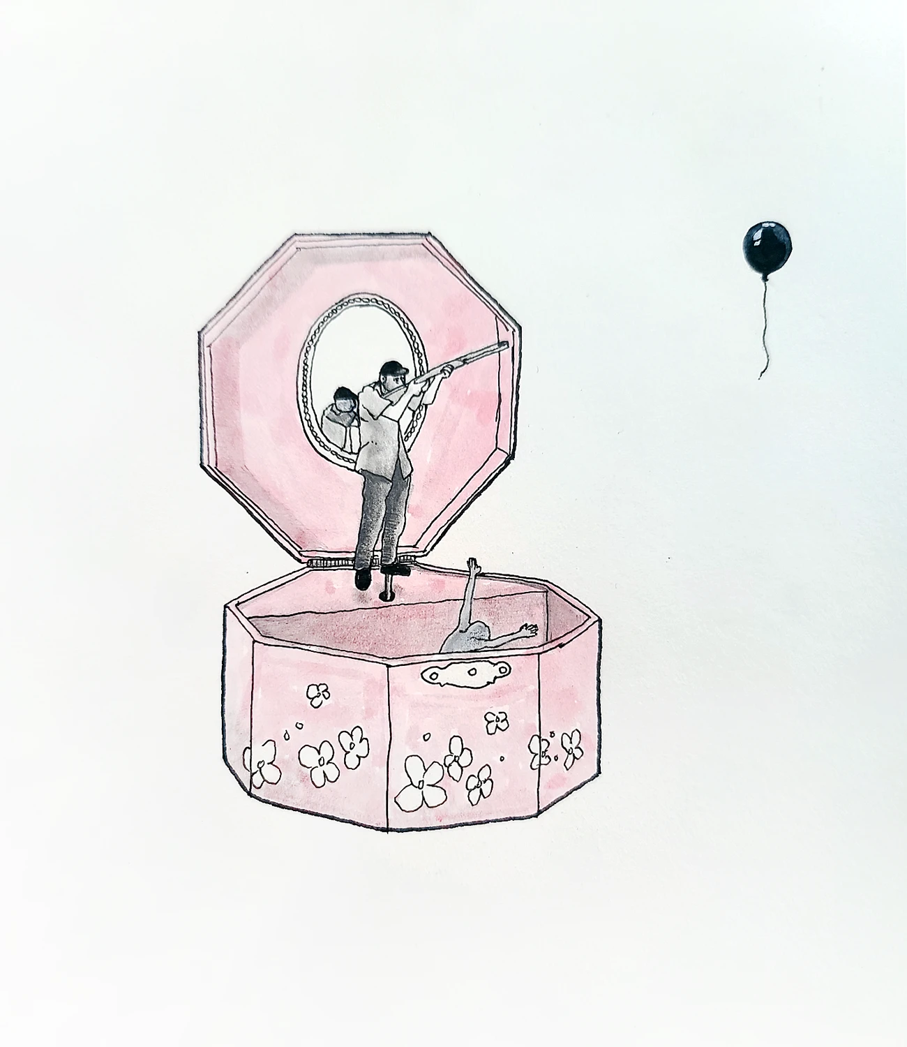 Illustration titled Involuntary Melancholia featuring a toy jewellery box